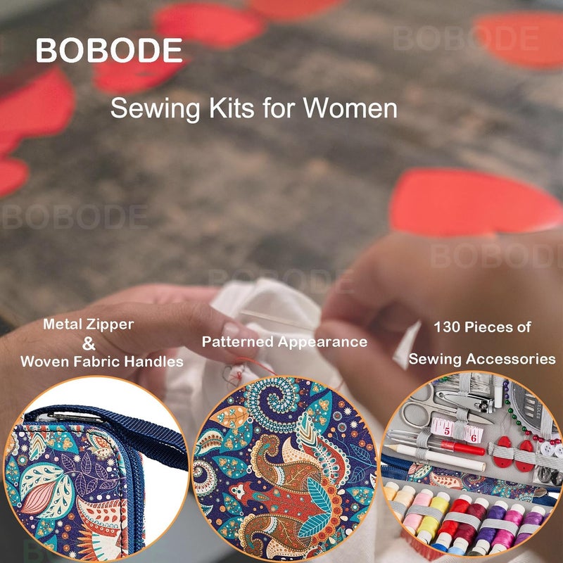 Bobode 130 PCS Paisley Printing Sewing Kit with All Sewing Supplies Accessories, Professional & Travel Sewing Set for Adults, Emergency Home Use - Image 4